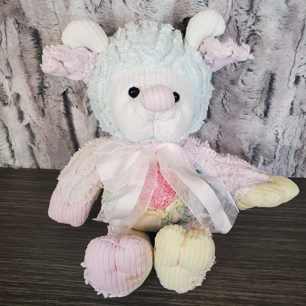 Fine Toys Goat Ram Sheep Plush Stuffed Animal Pastel Terry Cloth Chenille 12"